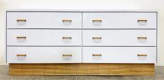 1970s Laminate 6 Drawer Dresser with Reed Base Wood Handles - 4330416