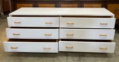 1970s Laminate 6 Drawer Dresser with Reed Base Wood Handles - 4330456