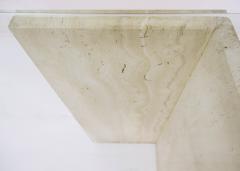 1970s Large Italian Travertine and Glass Console Table - 2357203