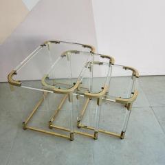 1970s Lucite and Brass Nesting Tables by Charles Hollis Jones Set of 3 - 1354411