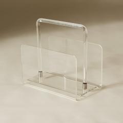 1970s Lucite and chrome magazine rack - 2990194