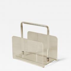 1970s Lucite and chrome magazine rack - 2991309