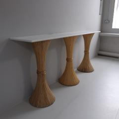 1970s Marble Topped Console with Bamboo Base France - 4056883