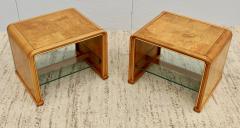 1970s Mid Century Modern Burl wood Waterfall End Tables - 2541940