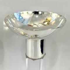 1970s Mid Century Modern French Pair of Crystal Chrome Faceted Candle Holders - 4283908