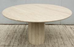 1970s Mid Century Modern Italian Travertine 55 Diameter Dining Table - 2210157