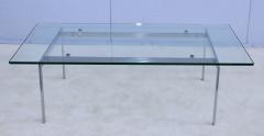 1970s Minimalist Stainless Steel Coffee Table With Floating Glass Top - 3660931