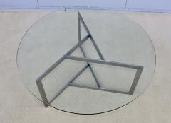 1970s Minimalist Stainless Steel With Round Glass Top Coffee Table - 3573323