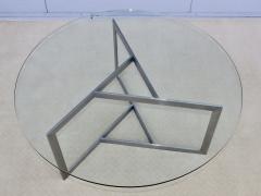 1970s Minimalist Stainless Steel With Round Glass Top Coffee Table - 3573326