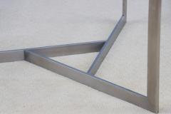 1970s Minimalist Stainless Steel With Round Glass Top Coffee Table - 3573333