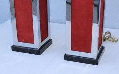 1970s Modern Chrome And Velvet Table Lamps - 973221