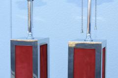 1970s Modern Chrome And Velvet Table Lamps - 973222