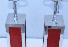 1970s Modern Chrome And Velvet Table Lamps - 973224
