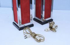 1970s Modern Chrome And Velvet Table Lamps - 973231