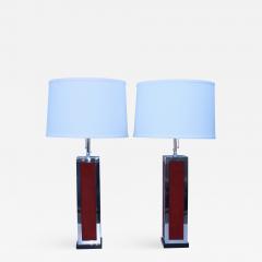 1970s Modern Chrome And Velvet Table Lamps - 973891