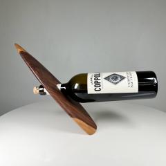 1970s Modern Design Wood Wine Holder Stand Don Shoemaker Style - 2994932