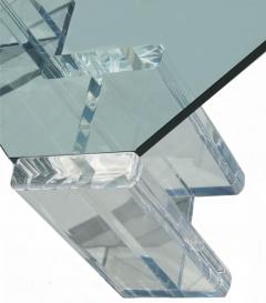 1970s Modern Hollywood Regency Contemporary Lucite Glass Top Coffee Table - 1796772