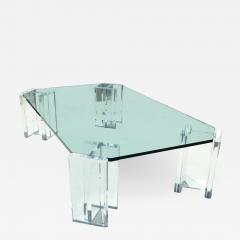 1970s Modern Hollywood Regency Contemporary Lucite Glass Top Coffee Table - 1798648