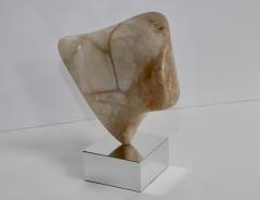 1970s Modern Pink Marble With Chrome Base Abstract Sculpture - 3418062