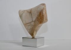 1970s Modern Pink Marble With Chrome Base Abstract Sculpture - 3418063