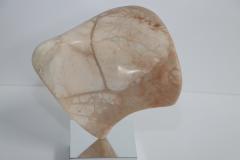 1970s Modern Pink Marble With Chrome Base Abstract Sculpture - 3418068