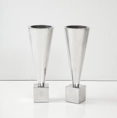 1970s Modernist Aluminum Planters Vases - 3191151