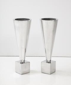 1970s Modernist Aluminum Planters Vases - 3191153
