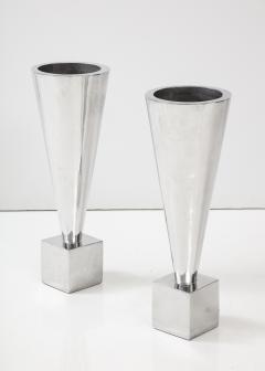 1970s Modernist Aluminum Planters Vases - 3191155