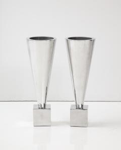 1970s Modernist Aluminum Planters Vases - 3191156