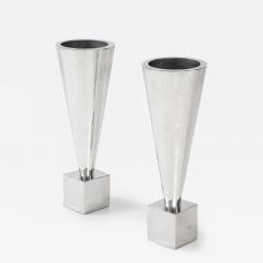 1970s Modernist Aluminum Planters Vases - 3193341