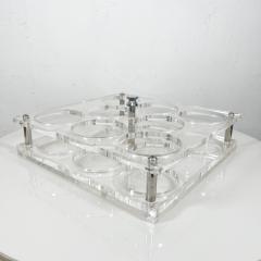 1970s Modernist Lucite Beverage Bar Drink Carrier Eight Glass Serving Tray - 2923707