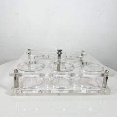 1970s Modernist Lucite Beverage Bar Drink Carrier Eight Glass Serving Tray - 2923708