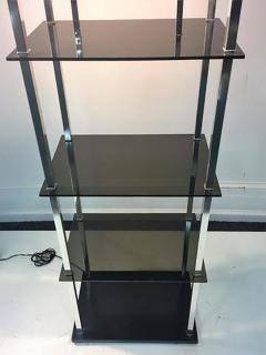 1970s Modernist Smoky Lucite and Chrome with Shelving Floor Lamp - 452762