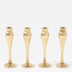1970s Modernist Solid Brass Candle Holders Set Of 4 - 4133123