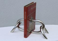 1970s Modernist Steel And Chrome Italian Links Bookends - 1988086