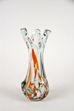 1970s Murano Clear Glass Vase With Color Spots Italy circa 1970 - 3640039