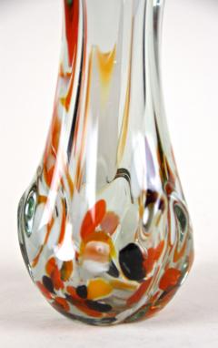 1970s Murano Clear Glass Vase With Color Spots Italy circa 1970 - 3640042