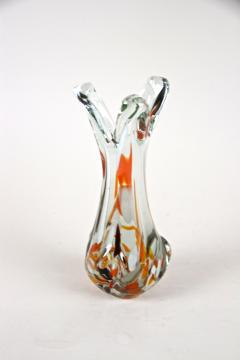 1970s Murano Clear Glass Vase With Color Spots Italy circa 1970 - 3640043