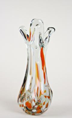 1970s Murano Clear Glass Vase With Color Spots Italy circa 1970 - 3640046