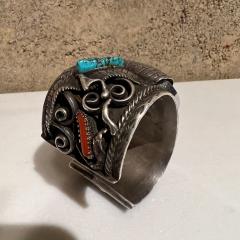 1970s Navajo Southwestern Silver and Stone Decorative Cuff Bracelet Watch Band - 2869352