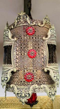 1970s Oriental Style Gilt Metal Lantern or Pendant - 2867441