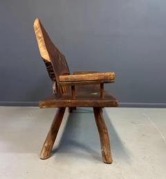 1970s Outsider Artist Country Solid Slab Bench with Marquetry Barn Scene - 3808270
