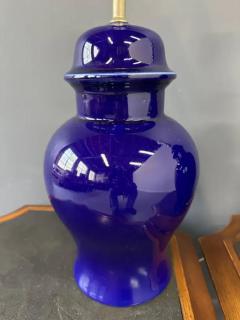1970s Pair of Ginger Jar Shaped Ceramic Lamps in Cobalt Blue by CN Burman - 4107516