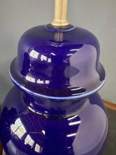 1970s Pair of Ginger Jar Shaped Ceramic Lamps in Cobalt Blue by CN Burman - 4107526
