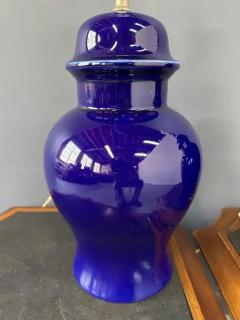 1970s Pair of Ginger Jar Shaped Ceramic Lamps in Cobalt Blue by CN Burman - 4107527