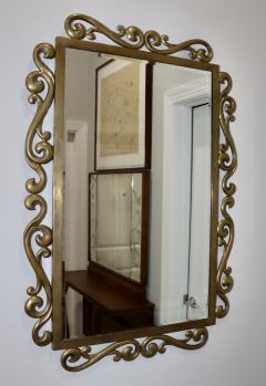 1970s Patinated Brass French Wall Mirror - 4444679