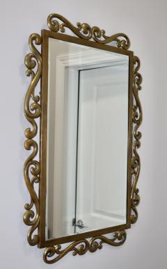 1970s Patinated Brass French Wall Mirror - 4444683