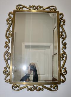 1970s Patinated Brass French Wall Mirror - 4444685