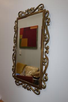 1970s Patinated Brass French Wall Mirror - 4444687