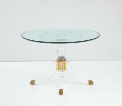 1970s Pedestal Base Lucite And Brass Signed Dining Table - 2572796